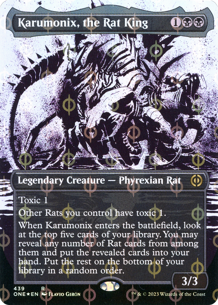 Karumonix, the Rat King (Borderless Ichor Step-and-Compleat Foil) [Phyrexia: All Will Be One] | Rock City Comics