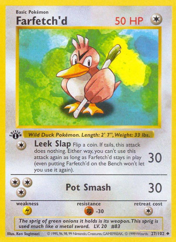 Farfetch'd (27/102) (Shadowless) [Base Set 1st Edition] | Rock City Comics