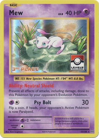 Mew (53/108) (League Promo 3rd Place) [XY: Evolutions] | Rock City Comics