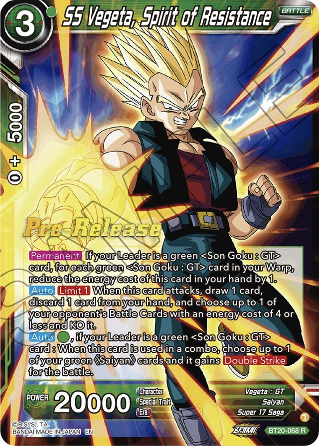 SS Vegeta, Spirit of Resistance (BT20-068) [Power Absorbed Prerelease Promos] | Rock City Comics