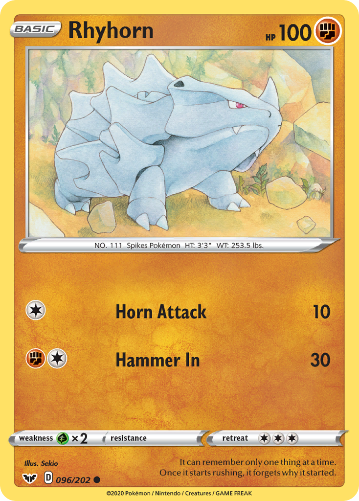 Rhyhorn (096/202) [Sword & Shield: Base Set] | Rock City Comics