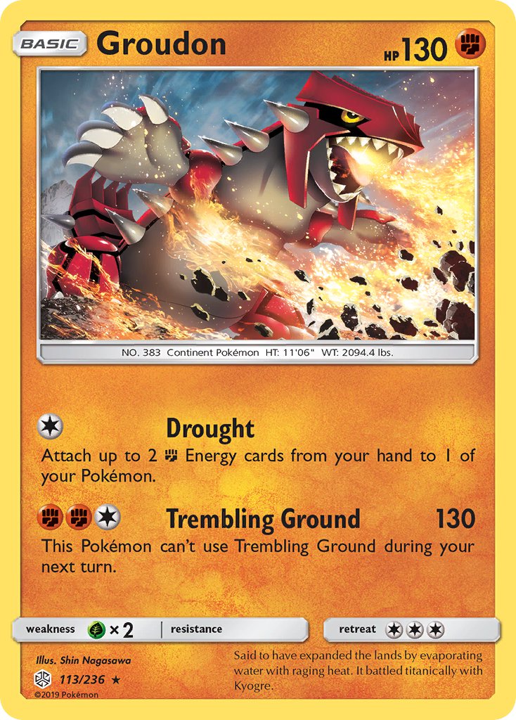 Groudon (113/236) (Cracked Ice Holo) (Theme Deck Exclusive) [Sun & Moon: Cosmic Eclipse] | Rock City Comics