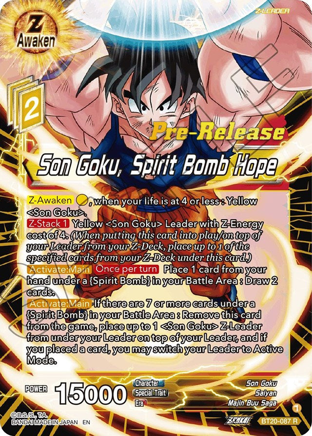 Son Goku, Spirit Bomb Hope (BT20-087) [Power Absorbed Prerelease Promos] | Rock City Comics