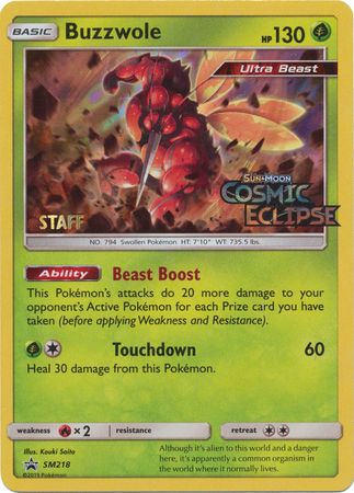 Buzzwole (SM218) (Staff Prerelease Promo) [Sun & Moon: Black Star Promos] | Rock City Comics