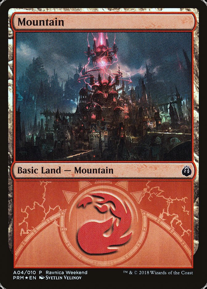 Mountain (A04) [Guilds of Ravnica Ravnica Weekend] | Rock City Comics