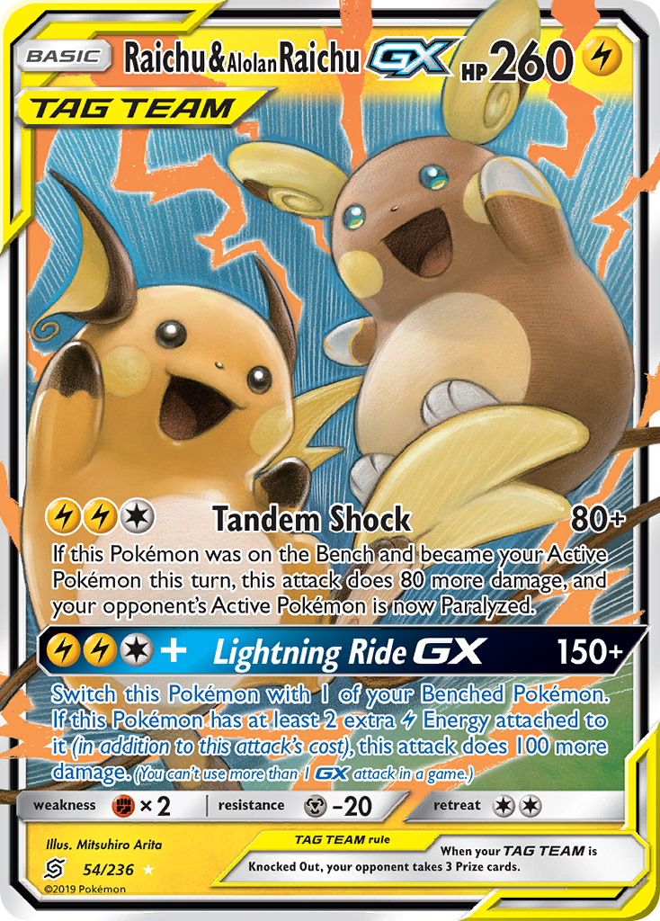 Raichu & Alolan Raichu GX (54/236) [Sun & Moon: Unified Minds] | Rock City Comics