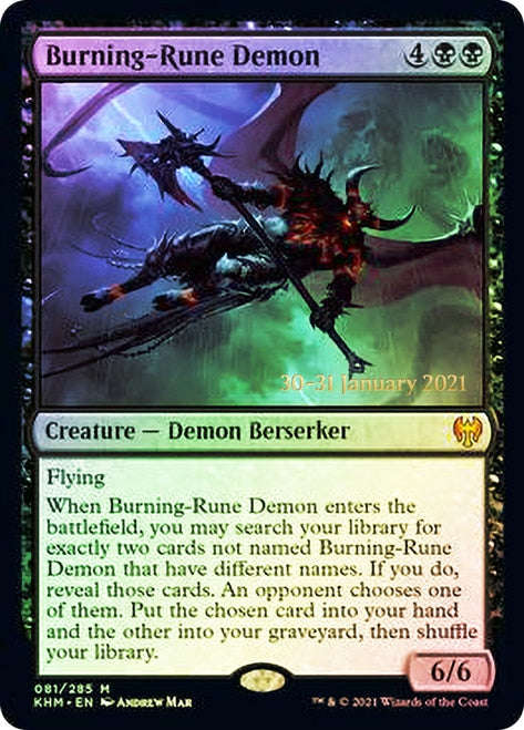 Burning-Rune Demon [Kaldheim Prerelease Promos] | Rock City Comics