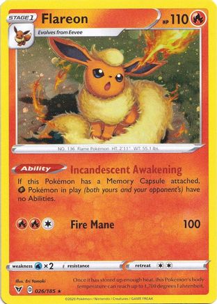 Flareon (026/185) (Cosmos Holo) [Sword & Shield: Vivid Voltage] | Rock City Comics