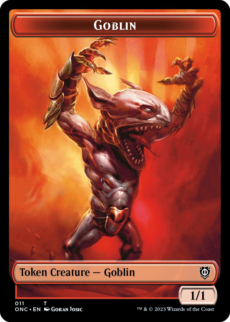 Rebel // Goblin Double-Sided Token [Phyrexia: All Will Be One Commander Tokens] | Rock City Comics