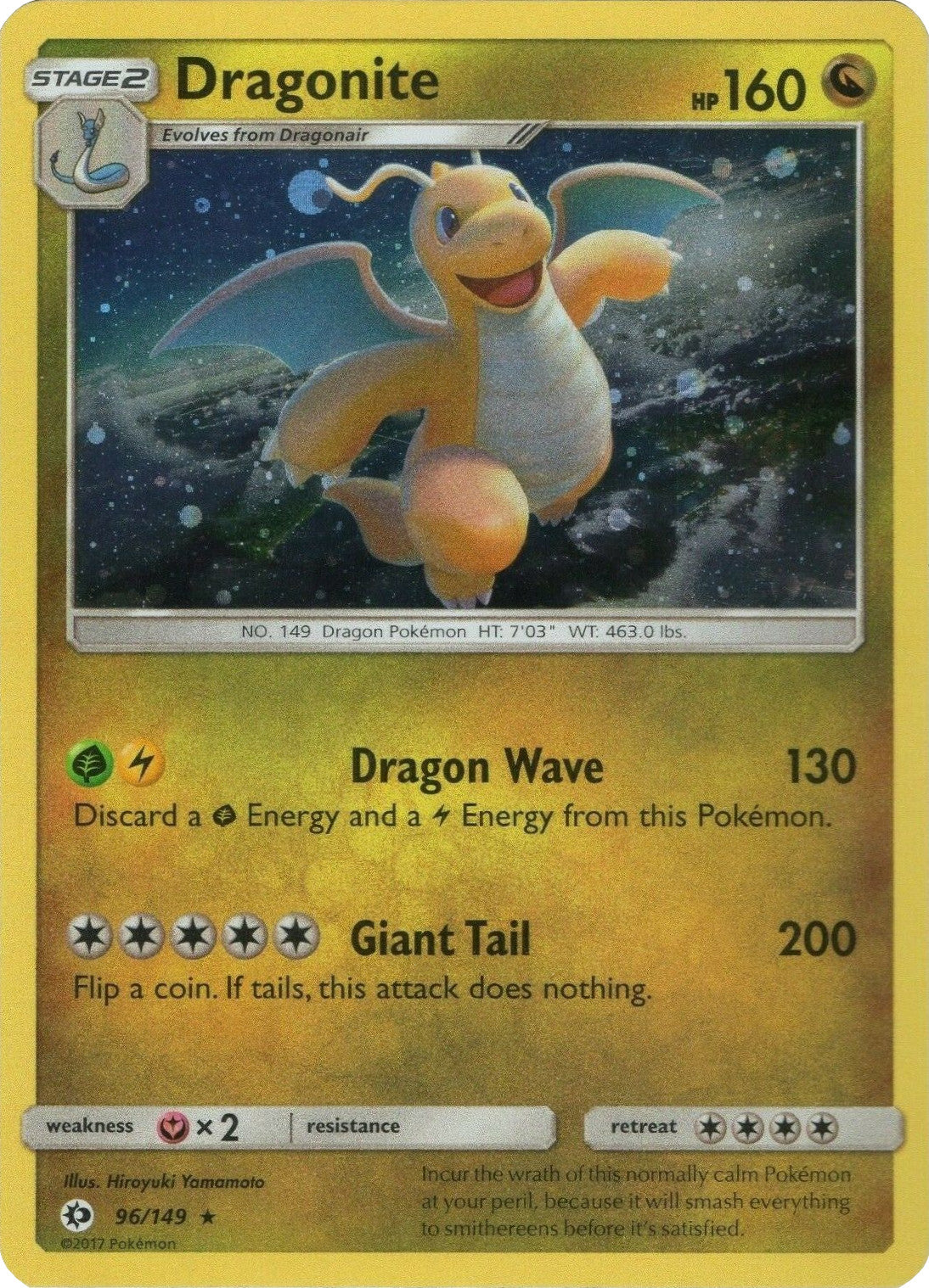 Dragonite (96/149) (Cosmos Holo) [Sun & Moon: Base Set] | Rock City Comics