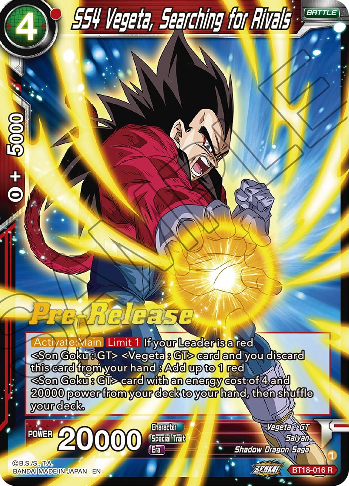 SS4 Vegeta, Searching for Rivals (BT18-016) [Dawn of the Z-Legends Prerelease Promos] | Rock City Comics