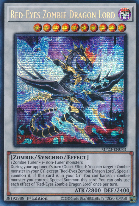 Red-Eyes Zombie Dragon Lord [MP23-EN083] Prismatic Secret Rare | Rock City Comics