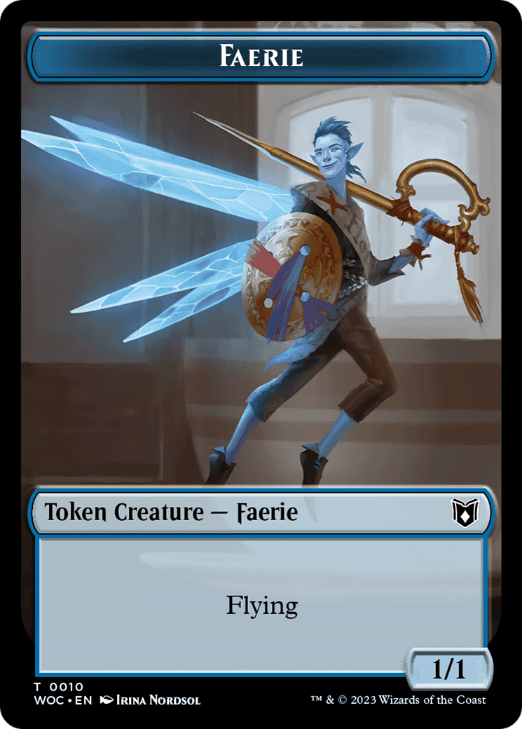 Faerie // Saproling Double-Sided Token [Wilds of Eldraine Commander Tokens] | Rock City Comics