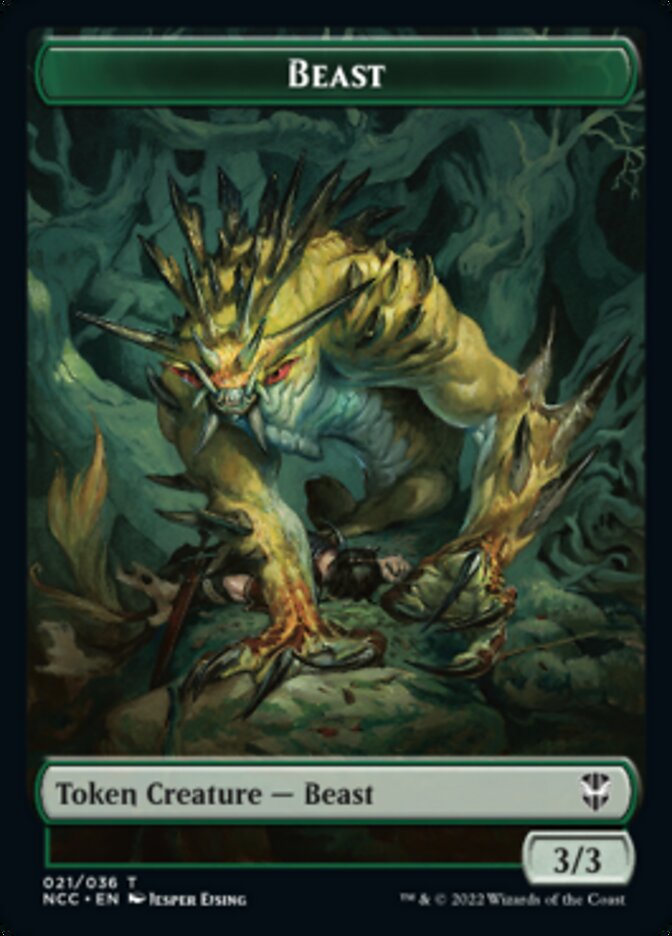 Beast // Saproling Double-sided Token [Streets of New Capenna Commander Tokens] | Rock City Comics