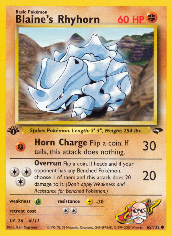 Blaine's Rhyhorn (65/132) [Gym Challenge 1st Edition] | Rock City Comics