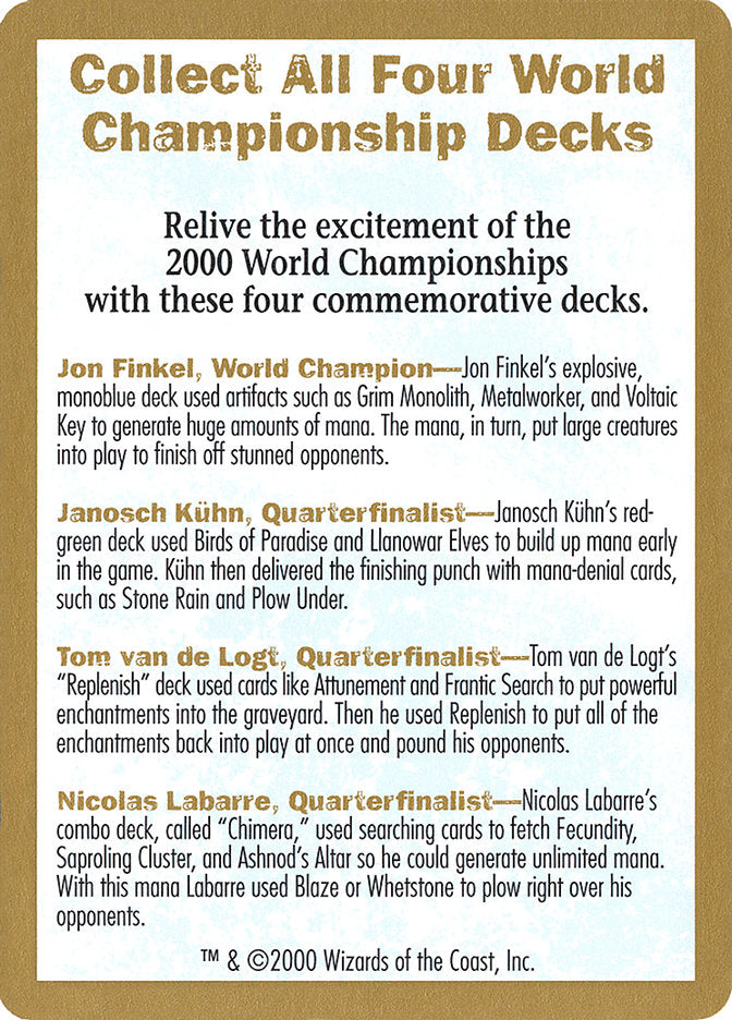 2000 World Championships Ad [World Championship Decks 2000] | Rock City Comics