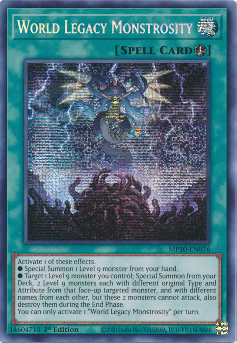 World Legacy Monstrosity [MP20-EN076] Prismatic Secret Rare | Rock City Comics