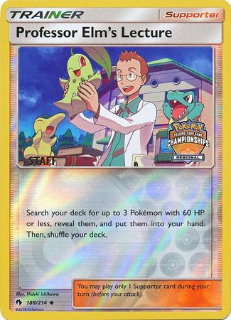 Professor Elm's Lecture (188/214) (Regional Championship Promo Staff) [Sun & Moon: Lost Thunder] | Rock City Comics