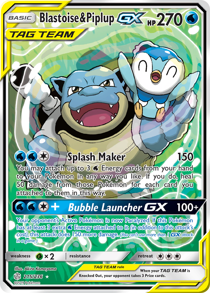 Blastoise & Piplup GX (215/236) [Sun & Moon: Cosmic Eclipse] | Rock City Comics