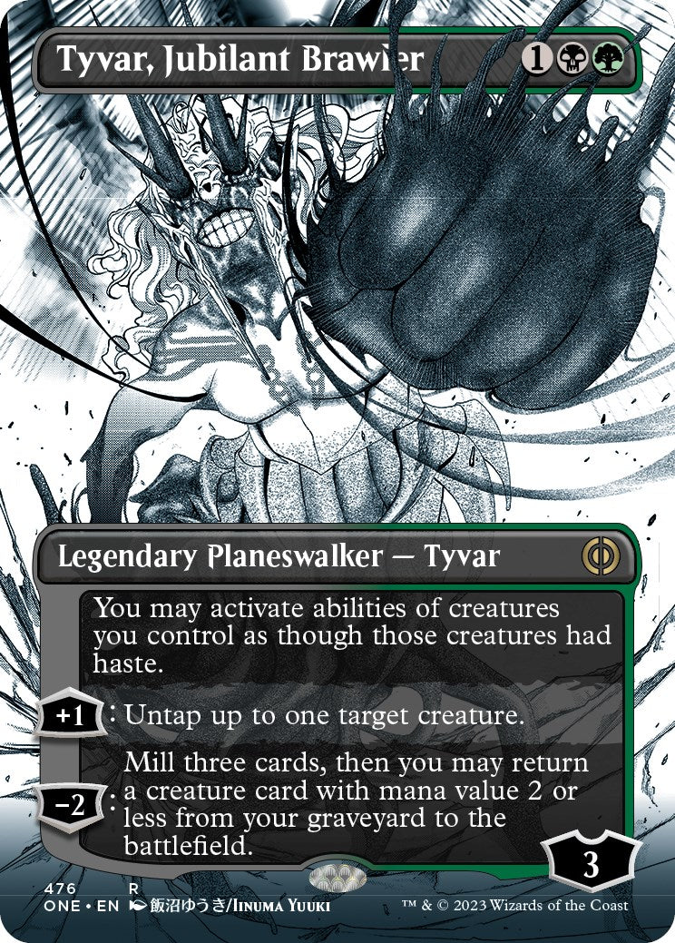 Tyvar, Jubilant Brawler (Borderless Manga Step-and-Compleat Foil) [Phyrexia: All Will Be One] | Rock City Comics