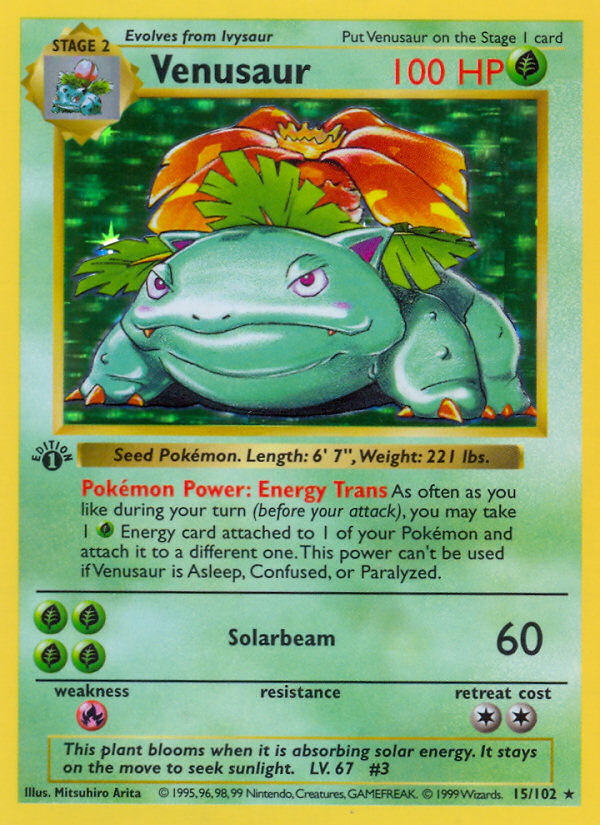 Venusaur (15/102) (Shadowless) [Base Set 1st Edition] | Rock City Comics