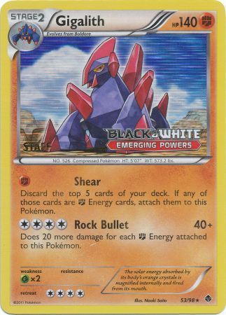 Gigalith (53/98) (Staff Prerelease Promo) [Black & White: Black Star Promos] | Rock City Comics