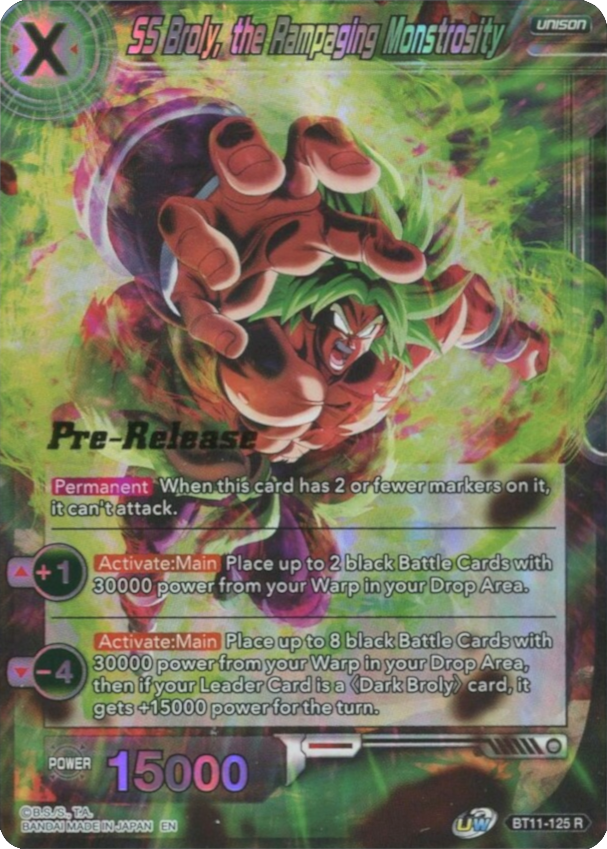 SS Broly, the Rampaging Monstrosity (BT11-125) [Vermilion Bloodline Prerelease Promos] | Rock City Comics