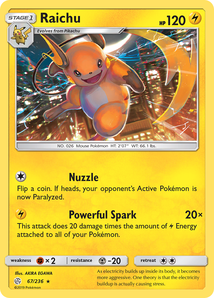 Raichu (67/236) [Sun & Moon: Cosmic Eclipse] | Rock City Comics