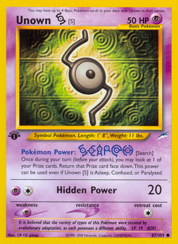 Unown [S] (87/105) [Neo Destiny 1st Edition] | Rock City Comics