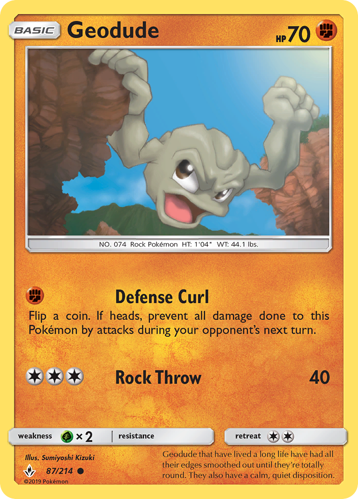 Geodude (87/214) [Sun & Moon: Unbroken Bonds] | Rock City Comics