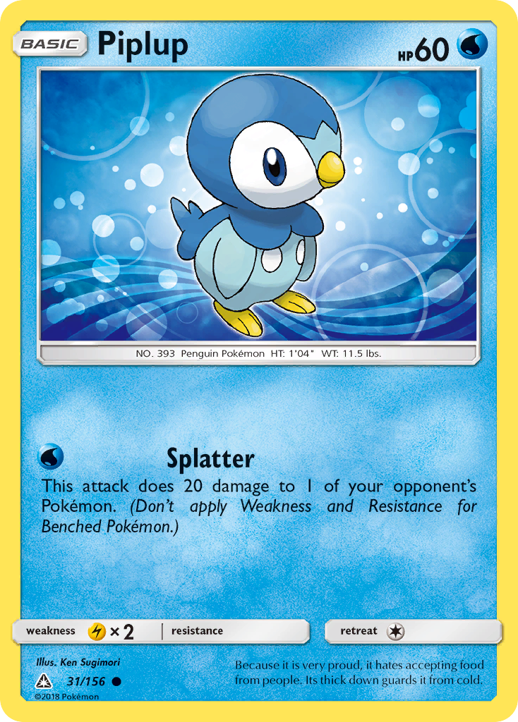 Piplup (31/156) [Sun & Moon: Ultra Prism] | Rock City Comics