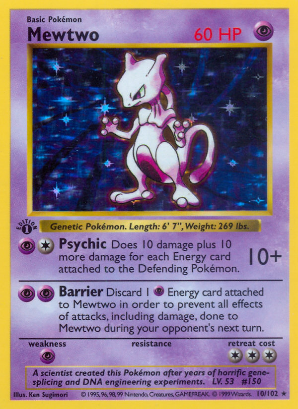 Mewtwo (10/102) (Shadowless) [Base Set 1st Edition] | Rock City Comics