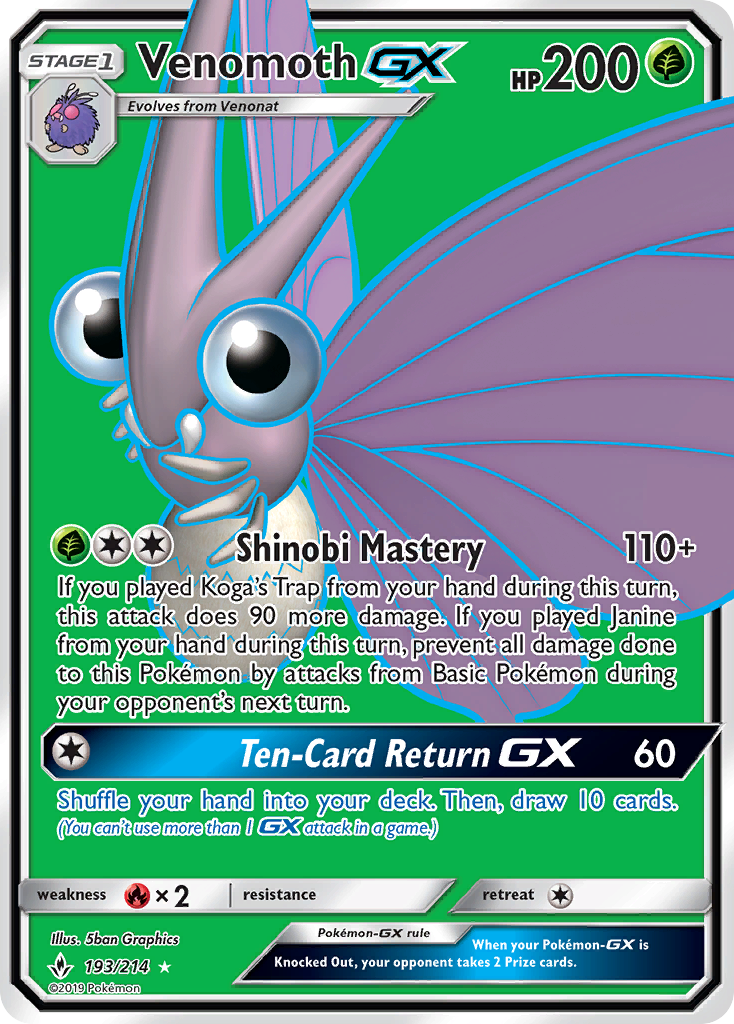 Venomoth GX (193/214) [Sun & Moon: Unbroken Bonds] | Rock City Comics