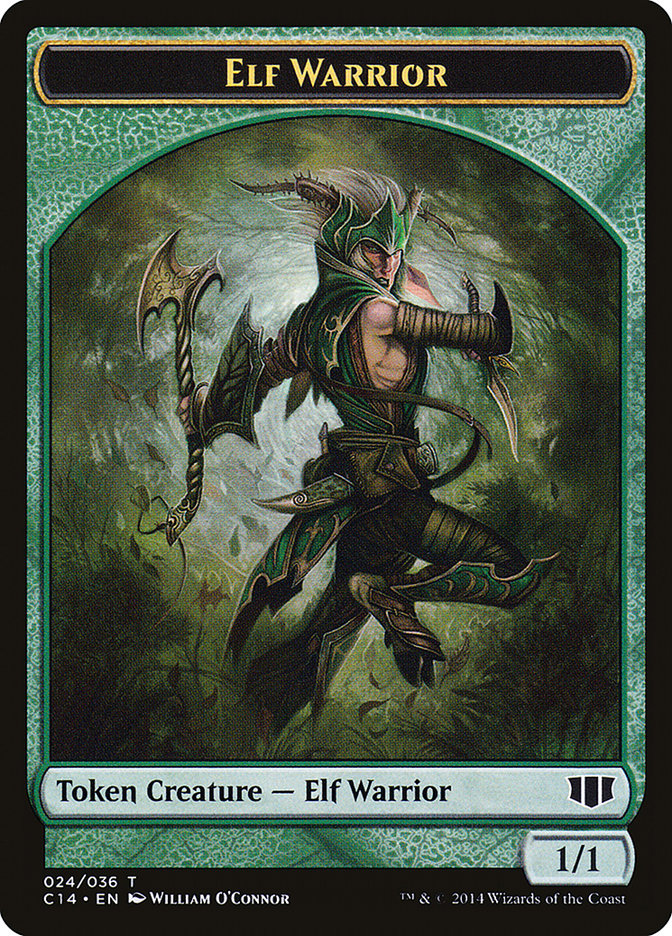 Elephant // Elf Warrior Double-sided Token [Commander 2014 Tokens] | Rock City Comics