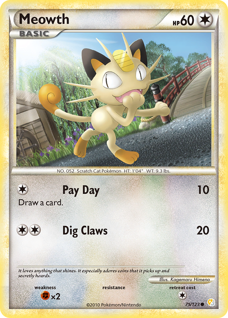 Meowth (75/123) [HeartGold & SoulSilver: Base Set] | Rock City Comics