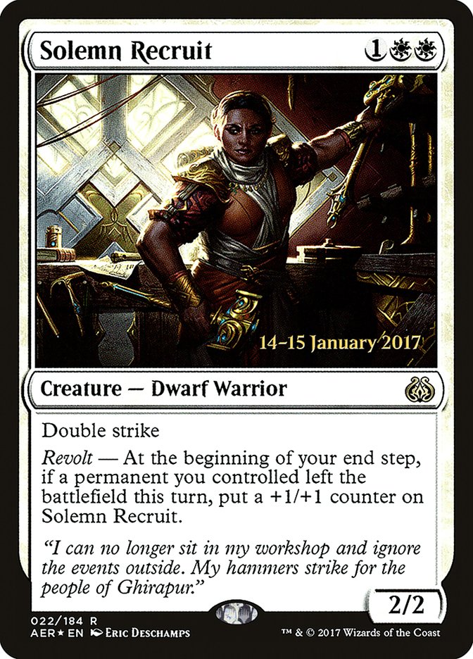 Solemn Recruit  [Aether Revolt Prerelease Promos] | Rock City Comics