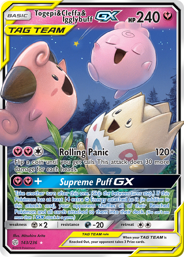 Togepi & Cleffa & Igglybuff GX (143/236) [Sun & Moon: Cosmic Eclipse] | Rock City Comics