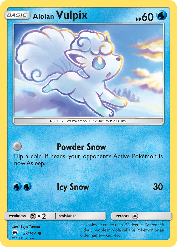 Alolan Vulpix (27/147) [Sun & Moon: Burning Shadows] | Rock City Comics