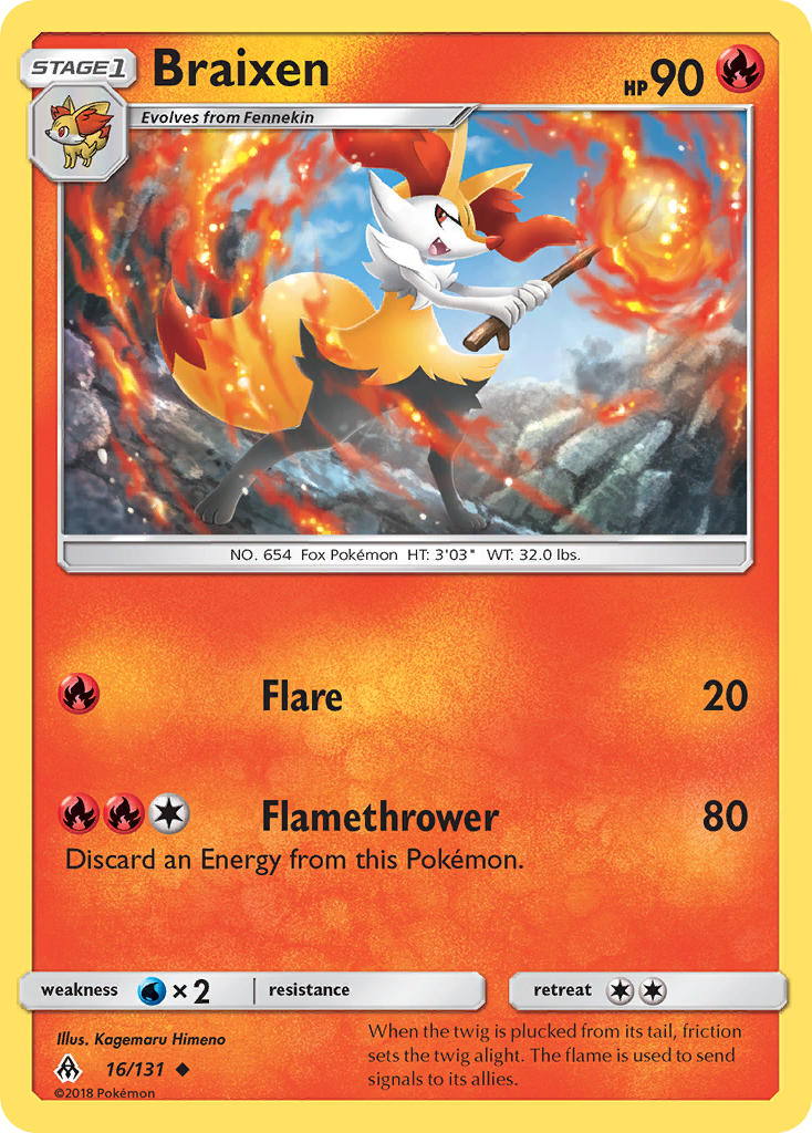 Braixen (16/131) [Sun & Moon: Forbidden Light] | Rock City Comics