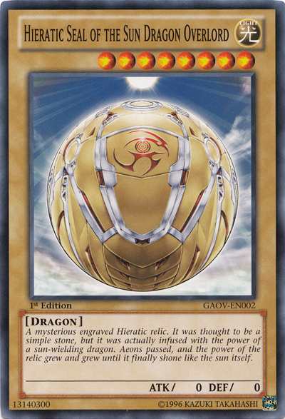 Hieratic Seal of the Sun Dragon Overlord [GAOV-EN002] Common | Rock City Comics