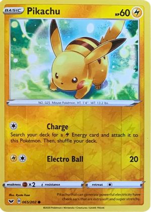 Pikachu (065/202) (Reverse Cosmos Holo) [Sword & Shield: Base Set] | Rock City Comics