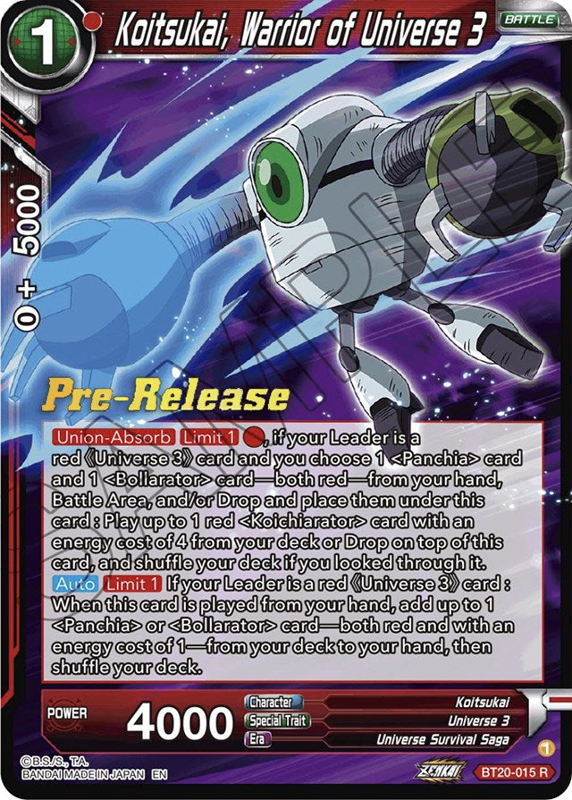 Koitsukai, Warrior of Universe 3 (BT20-015) [Power Absorbed Prerelease Promos] | Rock City Comics