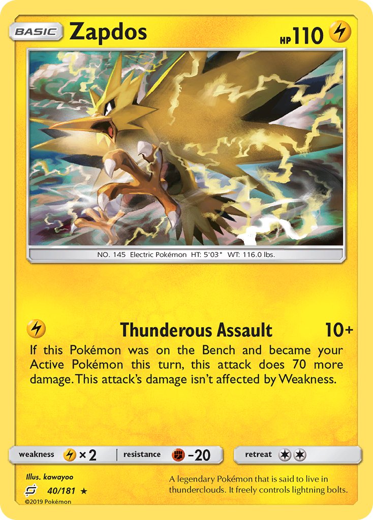 Zapdos (40/181) (Theme Deck Exclusive) [Sun & Moon: Team Up] | Rock City Comics