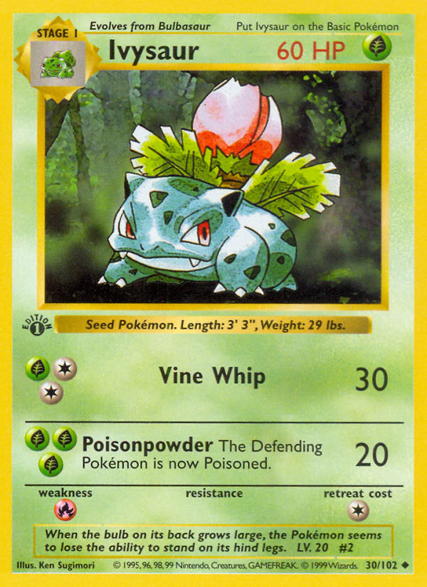 Ivysaur (30/102) (Shadowless) [Base Set 1st Edition] | Rock City Comics