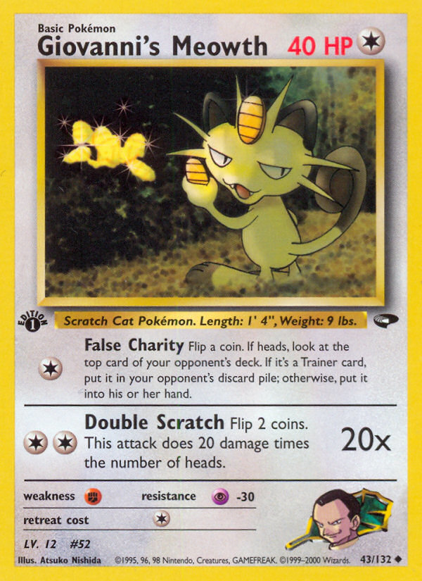 Giovanni's Meowth (43/132) [Gym Challenge 1st Edition] | Rock City Comics