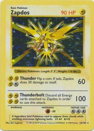 Zapdos (16/102) [Base Set Shadowless Unlimited] | Rock City Comics