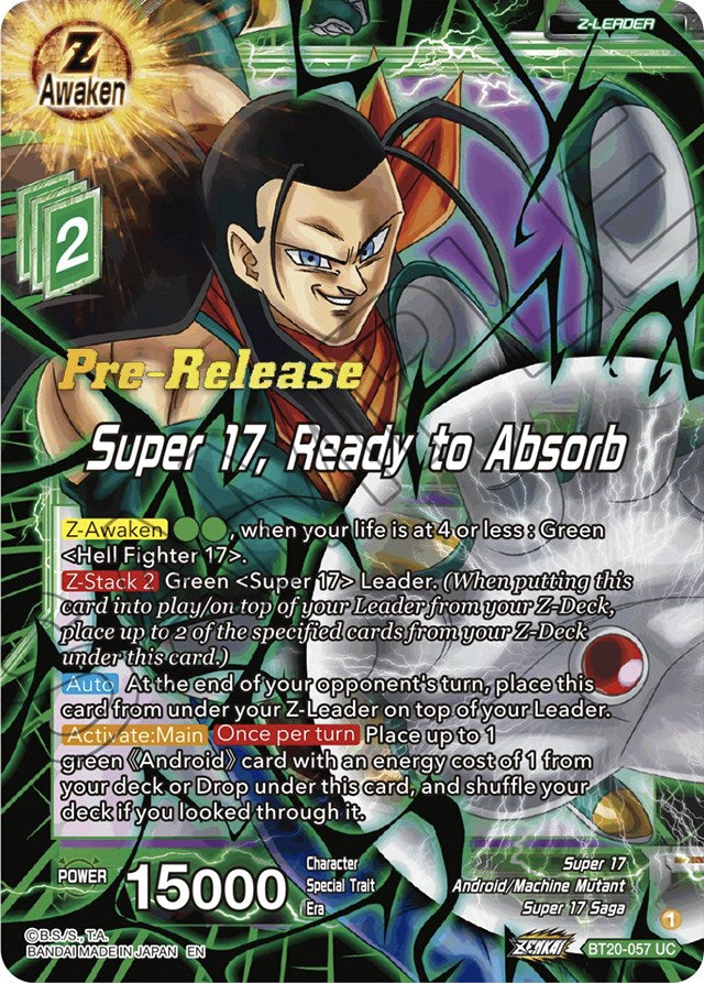 Super 17, Ready to Absorb (BT20-057) [Power Absorbed Prerelease Promos] | Rock City Comics