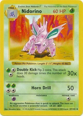 Nidorino (37/102) [Base Set Shadowless Unlimited] | Rock City Comics