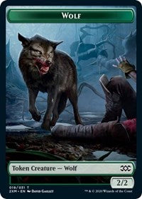 Wolf // Golem Double-sided Token [Double Masters Tokens] | Rock City Comics