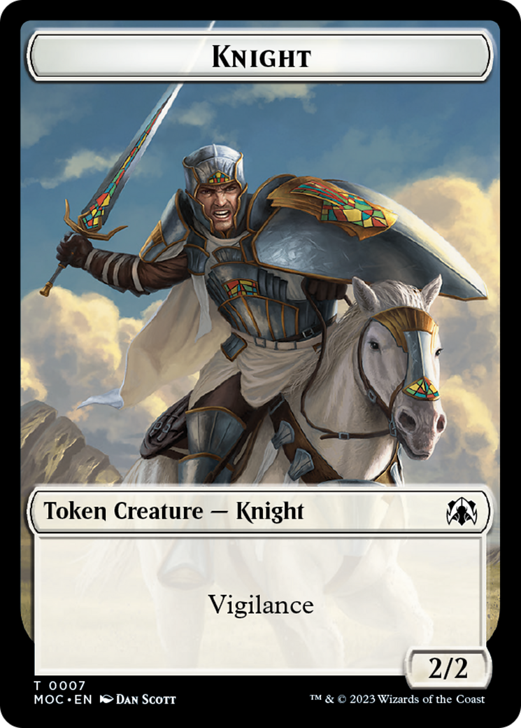 Knight (7) // Spirit (14) Double-Sided Token [March of the Machine Commander Tokens] | Rock City Comics